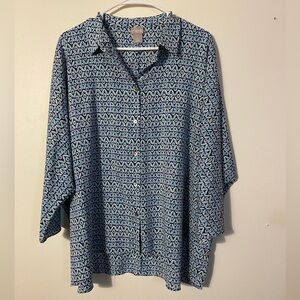 Chicos 3 quarter length sleeve button down shirt